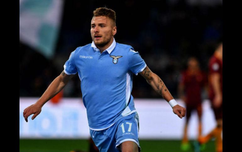 Ciro Immobile celebra el 2-0 de la Lazio. AFP / A. Pizzoli