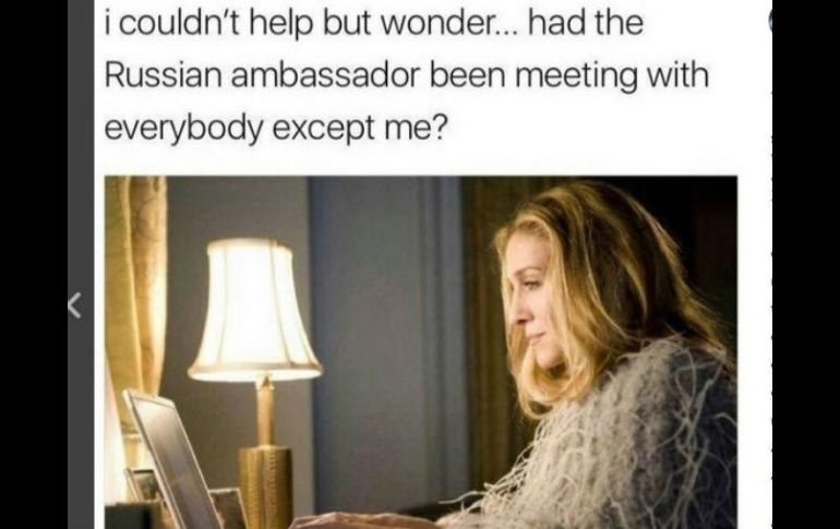 ‘‘No puedo dejar de preguntarme... ¿el embajador ruso se reunió con todos menos conmigo?’’ dice el mensaje de la actriz. INSTAGRAM / sarahjessicaparker