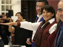 Gómez se mostró agradecida ante los dirigentes de Morena. EFE / ESPECIAL