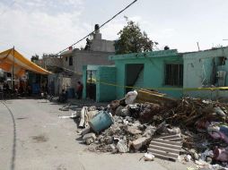 Aspectos del inmueble donde este sábado 4 de marzo se registró una explosión en la calle Jazmín, en Tultepec, Estado de México. SUN / I. Stephens