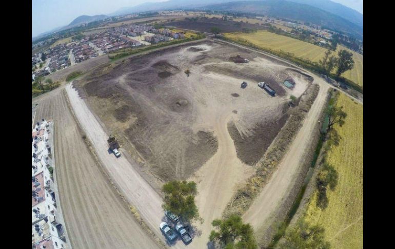 El vaso regulador Eucaliptos, en construcción, cuenta con una extensión 24 mil 727 metros cuadrados. ESPECIAL / Gobierno de Tlajomulco