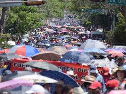 Los maestros se manifiestan en contra de la reforma educativa. SUN / JMA