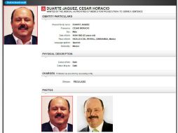 La Interpol publicó la ficha roja de Duarte luego de darle a conocer sobre la orden de aprehensión contra el ex gobernador. EFE / Interpol