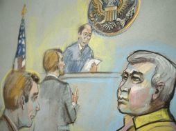 Vestido con ropa civil, contrariamente a otras comparecencias, Veytia se presentó ante el juez. EFE / D. Mauna