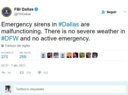 Más de cuatro mil personas llamaron para pedir información o preguntar si había una catástrofe en marcha. TWITTER / @FBIDallas