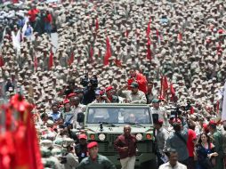 Cientos de militares  se concentraron al oeste de Caracas para conmemorar el séptimo aniversario de la milicia. EFE / ESPECIAL