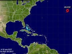 'Arlene' se formó un mes antes del comienzo oficial de la temporada de huracanes en el Atlántico. ESPECIAL / www.nhc.noaa.gov