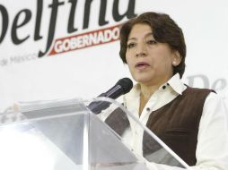 Delfina Gómez rechazó que esos descuentos fueran a una organización de Higinio Martínez o para Morena. SUN / I. Olivares