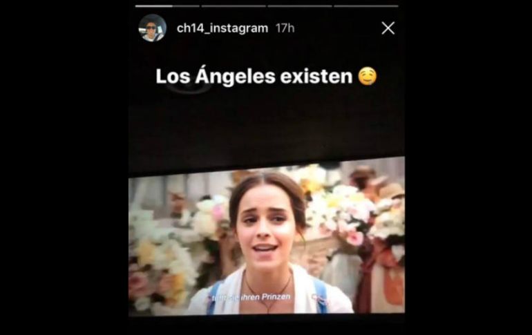 Hernández expresó su encanto por la protagonista de ''La Bella y la Bestia'' con el mensaje ''Los Ángeles existen''. INSTAGRAM / @ch14_instagram