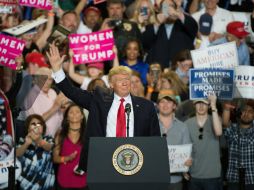 Trump realizó un acto en Pensilvania, uno de los estados claves de su victoria electoral. EFE / T. Van Auken