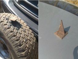 Las púas son un objeto punzocortante de metal que se clava en las llantas de los vehículos. FACEBOOK / Alberto Uribe Camacho