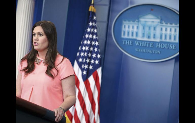 Sarah Huckabee Sanders, vocera presidencial de la Casa Blanca, en rueda de prensa, calificó la situación venezolana de deplorable. AP / A. Harnik