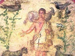 Buen Pastor. Catacumbas de Santa Priscila, Roma. Siglo III. Pintura ubicada en la bóveda de uno de los recintos. ESPECIAL /