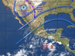 Según el SMN, ''Adrián'' seguirá como tormenta tropical hasta el sábado, cuando ganará fuerza y se convertirá en huracán. TWITTER / @conagua_clima