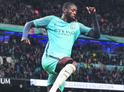 Festejo. Yaya Touré, del Manchester City, celebra su gol durante el partido contra el West Bromwich Albion. AFP /