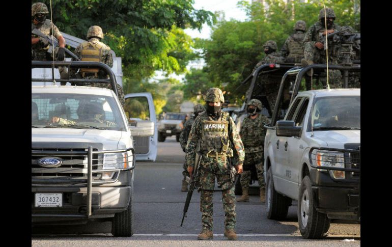 Los marinos se suman al casi medio millar de efectivos desplegados en la cabecera municipal y sus alrededores. NTX / ARCHIVO