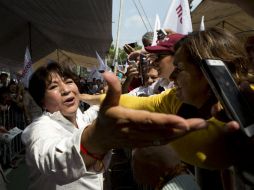 La candidata sostuvo un cierre de campaña regional en el centro de San Juan Teotihuacán. AP / R. Blackwell