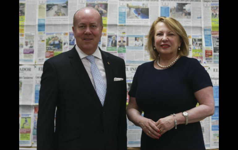 Eric R. Mercier, delegado general de Quebec en México, y Christine St-Pierre, ministra de Relaciones Exteriores y de la francofonía. EL INFORMADOR / F. Atilano