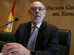 El fiscal general del Estado, José Manuel Maza, durante su comparecencia en la Fiscalía para anunciar la renuncia de Manuel Moix. EFE / Mariscal