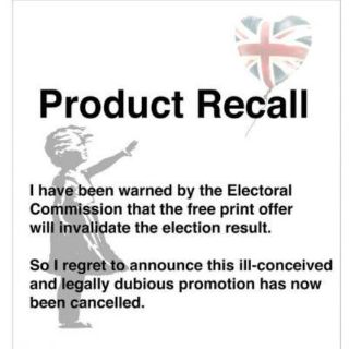 Banksy genera polémica por ofrecer obras a cambio de votos