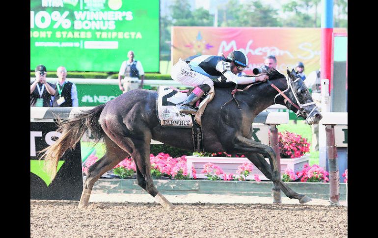 Con una diferencia de casi dos cuerpos, 'Tapwrit' pudo superar hacia el final de la carrera a 'Irish War Cry', uno de los favoritos. AFP / N. Bello