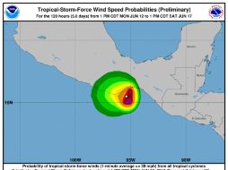 Calvin es la tercera tormenta tropical de la temporada en el Pacífico oriental. ESPECIAL / www.nhc.noaa.gov
