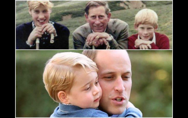 En una de las fotos se puede observar al Príncipe Carlos junto a sus hijos, William el Duque de Cambridge, y el Príncipe Harry. TWITTER / @KensingtonRoyal