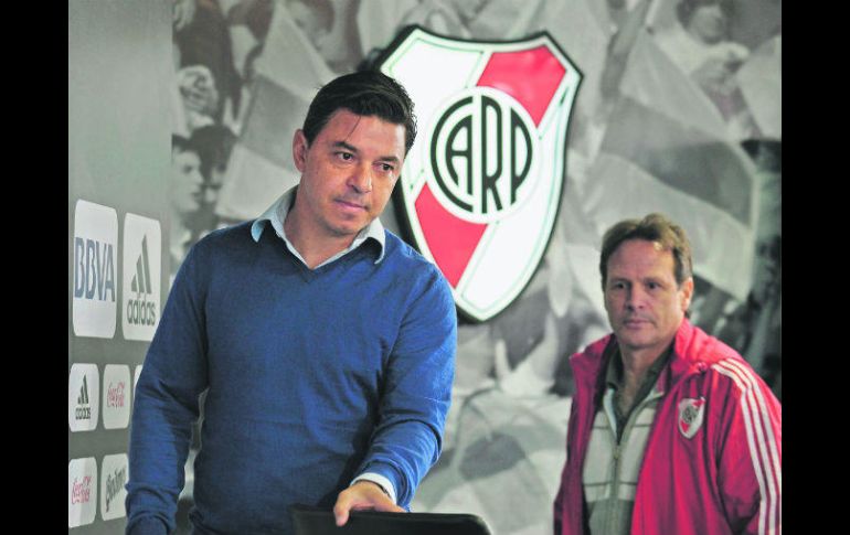 Marcelo Gallardo, DT del River Plate, en la rueda de prensa en la que dio la cara por el escándalo de dopaje de al menos dos jugadores. AFP /