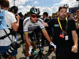 Sagan (foto), campeón del mundo, derribó con su codo al rival en el sprint que acabó en Vittel. Cavendish fue llevado a un hospital. AFP / P. Lopez