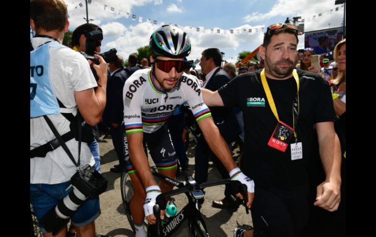 Sagan (foto), campeón del mundo, derribó con su codo al rival en el sprint que acabó en Vittel. Cavendish fue llevado a un hospital. AFP / P. Lopez