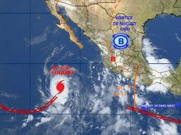 Mantiene su desplazamiento hacia el noroeste sin afectar costas nacionales. TWITTER / @conagua_clima