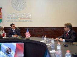 El Presidente recibió este jueves en privado al secretario de Energía de EU, Rick Perry. NTX / ESPECIAL