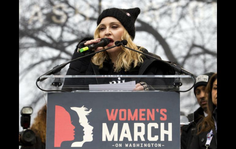 Madonna durante la marcha pro mujeres en Washington, 2017. AP / ARCHIVO