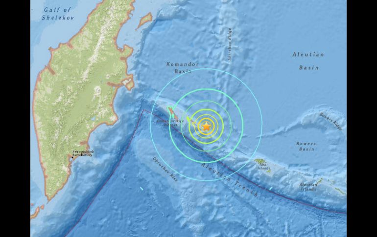Un sismo de magnitud 7.8 sacudió el lado ruso del Mar de Bering. ESPECIAL / earthquake.usgs.gov