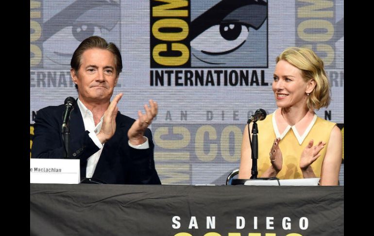 Los actores Kyle MacLachlan y Naomi Watts durante la presentación. AFP / K. Winter