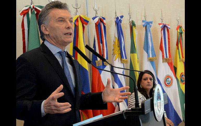 El presidente de Argentina, Mauricio Macri, en el cierre de actividades de la Cumbre del Mercosur. NTX / PRESIDENCIA DE ARGENTINA