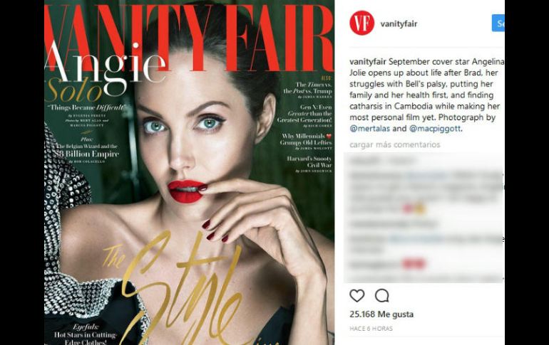 Jolie negó que su estilo de vida haya sido un problema en la relación con Brad Pitt. INSTAGRAM / vanityfair
