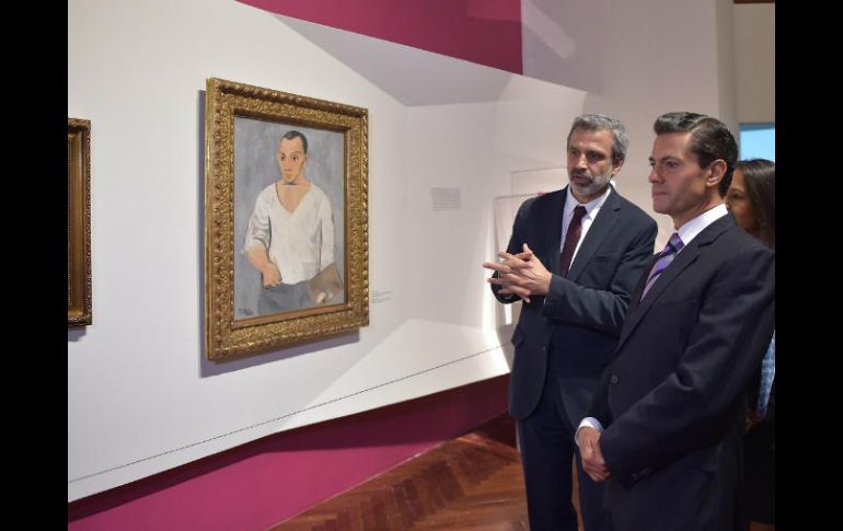 Peña Nieto recorrió las 147 obras de Pablo Picasso y Diego Rivera que se alojan en el Museo del Palacio de Bellas Artes. NTX / Presidencia