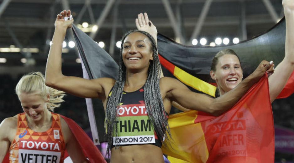 Thiam sumó 6,784 puntos, 26 menos que en la final olímpica. AP / M. Schrader