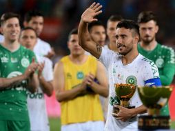 Alan Ruschel, uno de los sobrevivientes del accidente aéreo, volvió a ver acción a varios meses de la tragedia. AFP / J. Lago