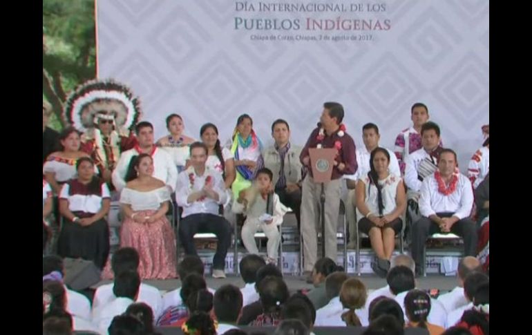 El Mandatario celebró el Día Internacional de los Pueblos Indígenas en Chiapa de Corzo. TWITTER / @PresidenciaMX