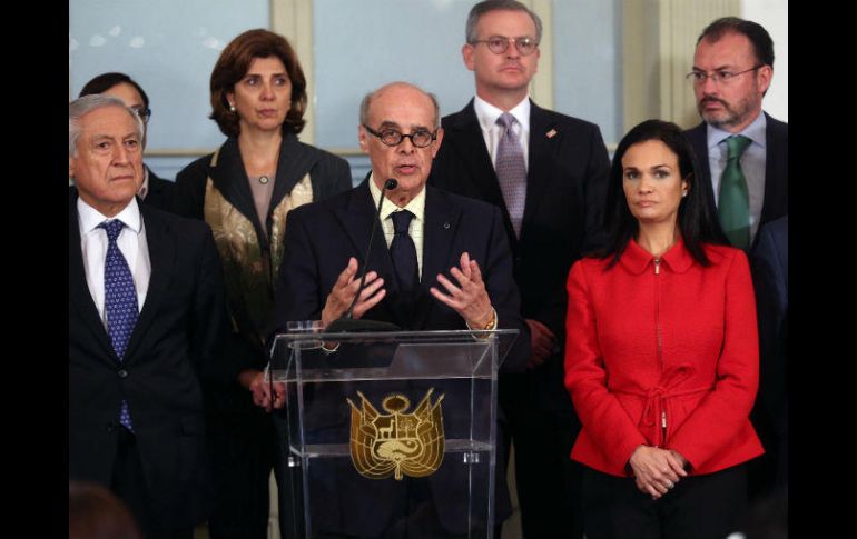 La declaración fue presentada por el ministro de Relaciones Exteriores de Perú, Ricardo Luna. EFE / E. Arias