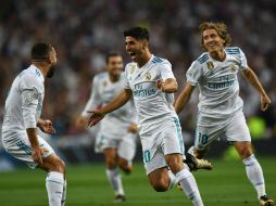 Asensio celebra el primer tanto Merengue. AFP / G. Bouys