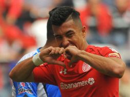 Uribe celebra el segundo tanto de los Choriceros. AFP / R. Vázquez