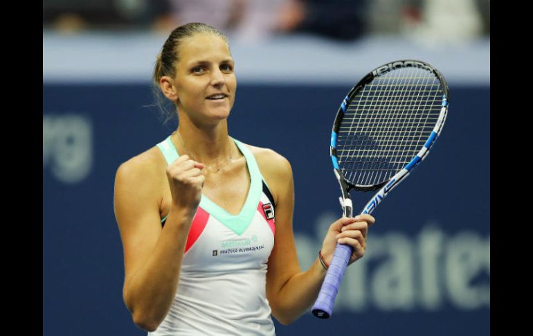 La checa de 25 años celebra tras el final del partido en Nueva York. AFP /