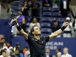 El tenista español Rafael Nadal reacciona tras vencer al japonés Taro Daniel. EFE / J. Szenes