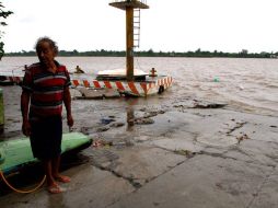 El río Tecolutla ha crecido por las lluvias de los últimas días y podría desbordarse con la entrada de 'Katia'.  /