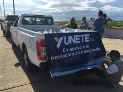 Los camiones y camionetas portan lonas promocionando a 'Yunete', en franca alusión a la familia del gobernador Miguel Ángel Yunes. ESPECIAL /