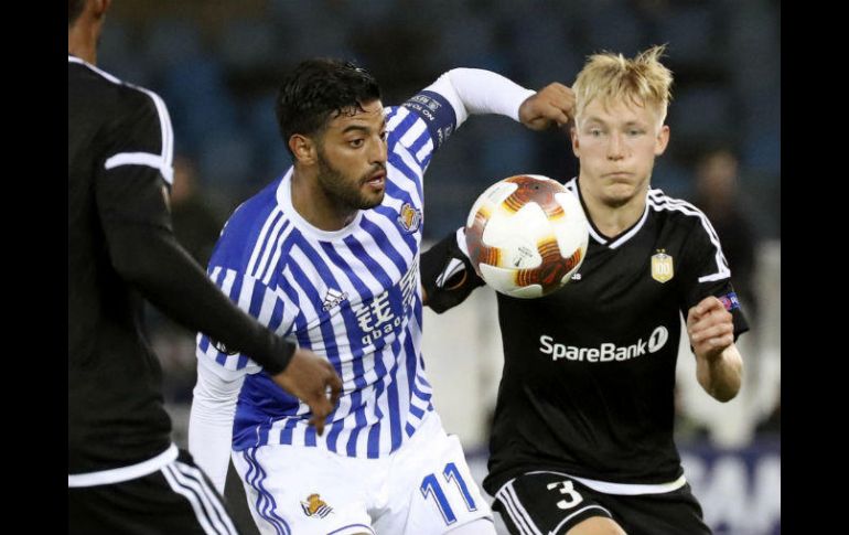 Vela y la Real Sociedad recibirán al Real Madrid en partido de Liga el próximo domingo. EFE / J. Etxezarreta