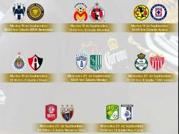 Los partidos se llevarán a cabo entre martes 19 y miércoles 20 de septiembre. TWITTER / @CopaCoronaMX